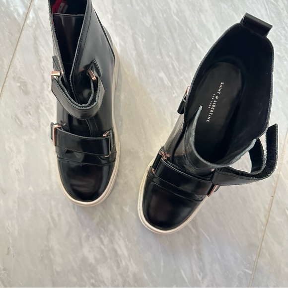 New Saint & Libertine black hidden heel sneakers Velcro closure high tops - Picture 8 of 8